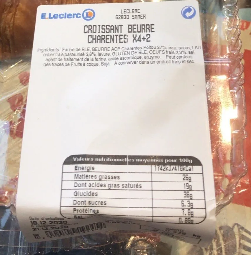 croissant beurre charente x4+2