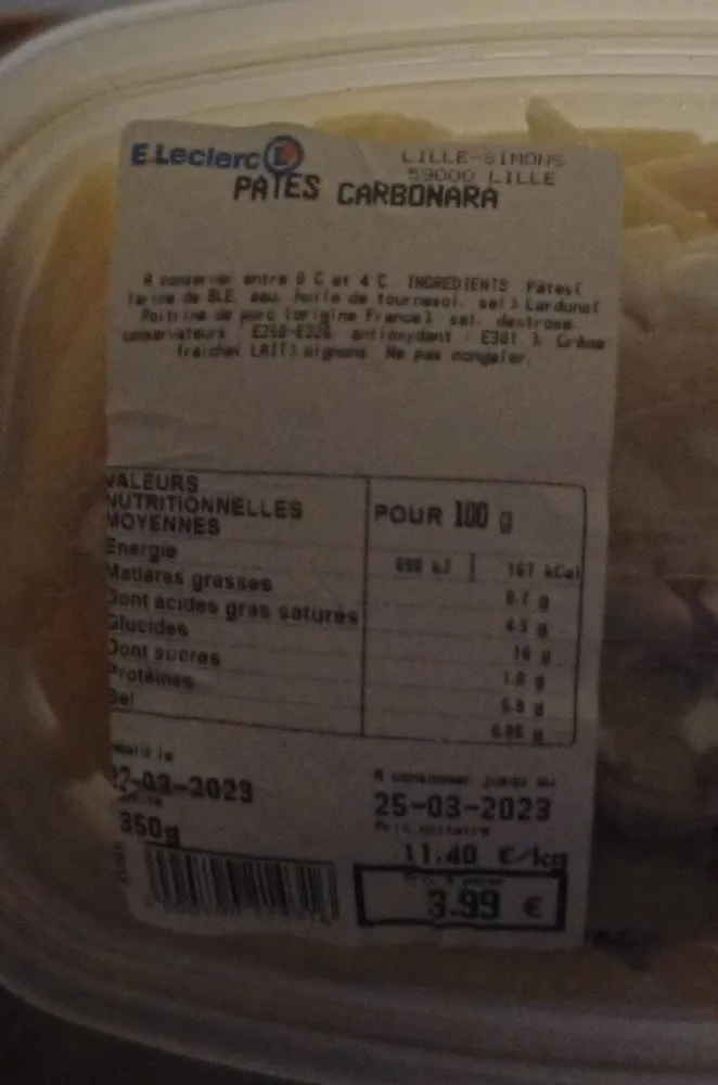 Pâtes carbonara