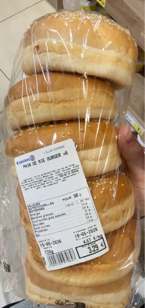 Pain de mie burger x5