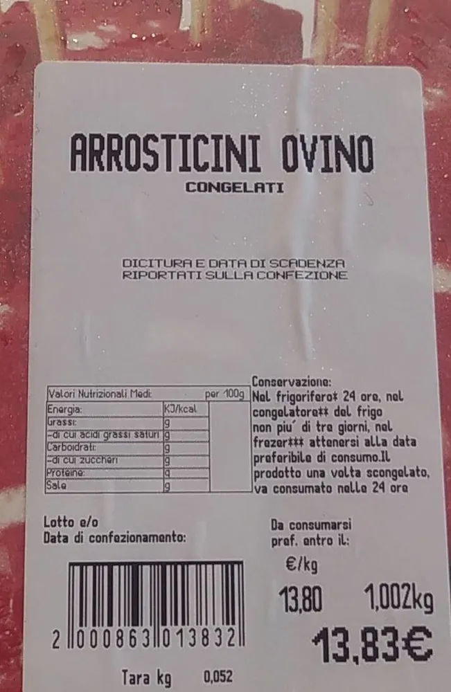 Arrosticini ovino adulti