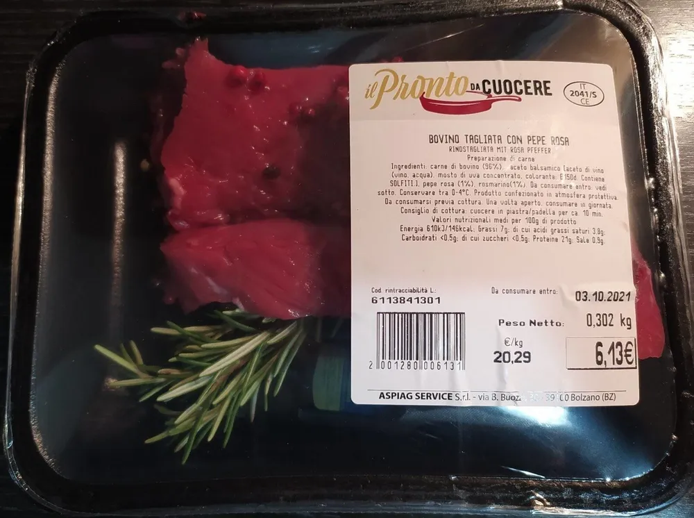 Bovino tagliata con pepe rosa