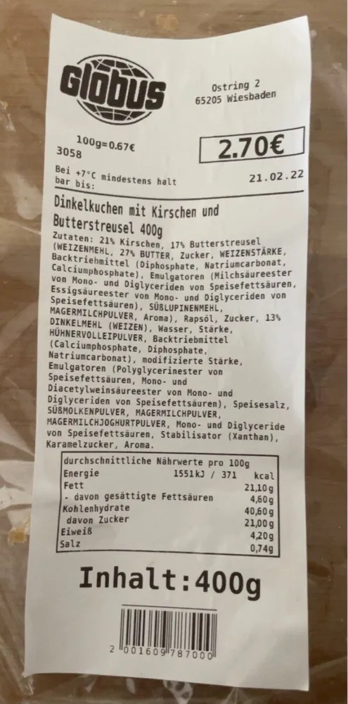 Dinkelkuchen mit Kirschen