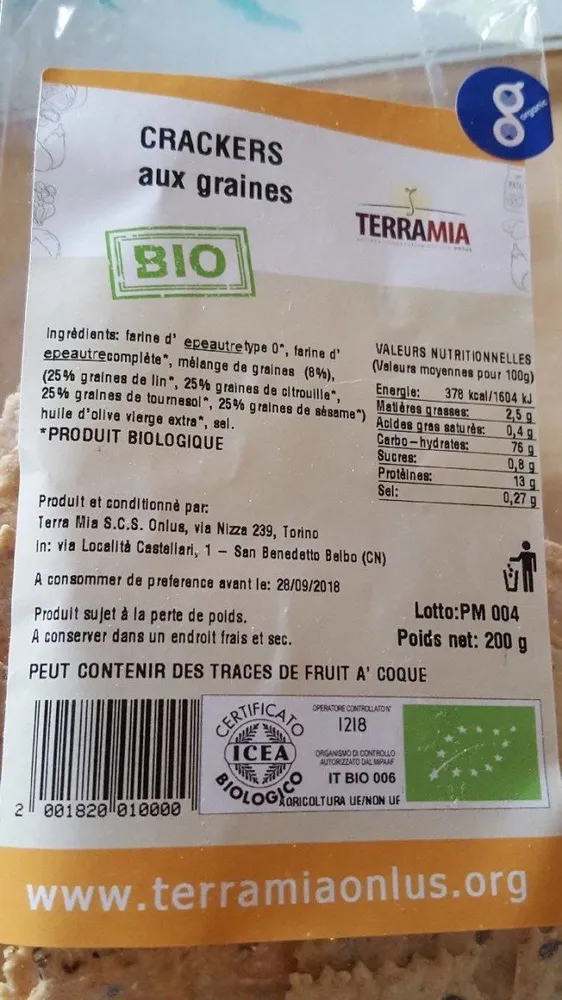 Crackers aux graines  BIO