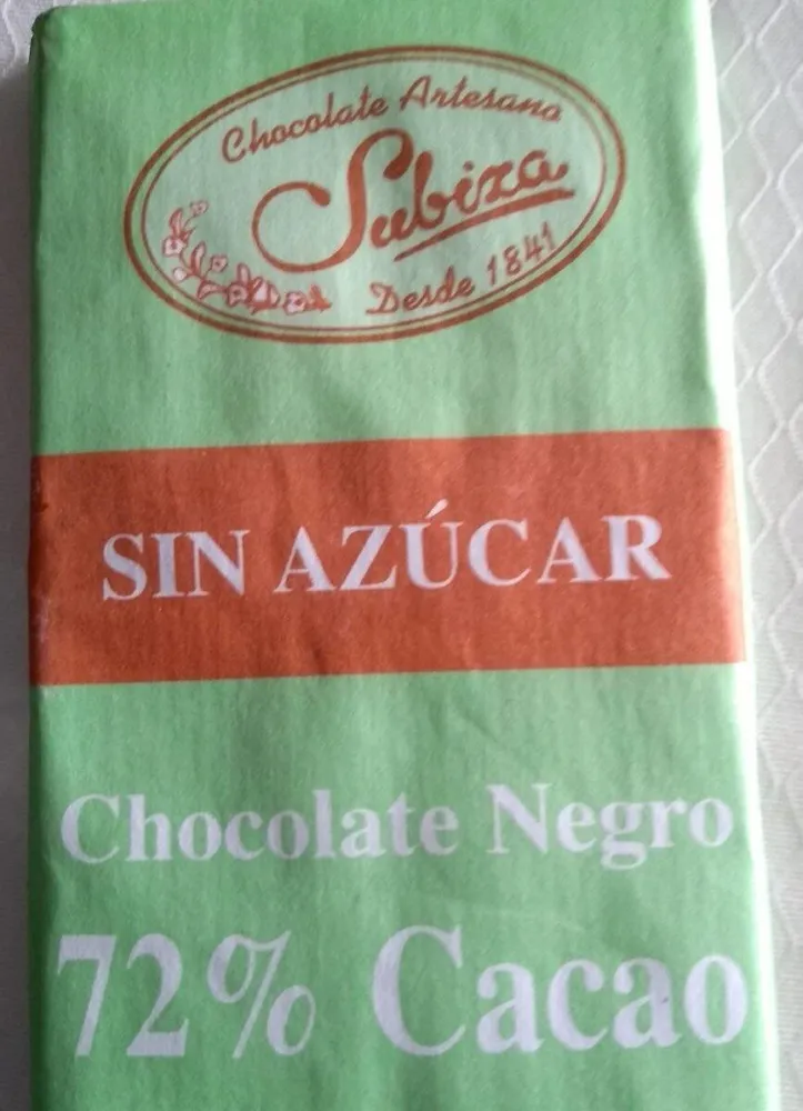 Chocolate negro 72% sin azúcar