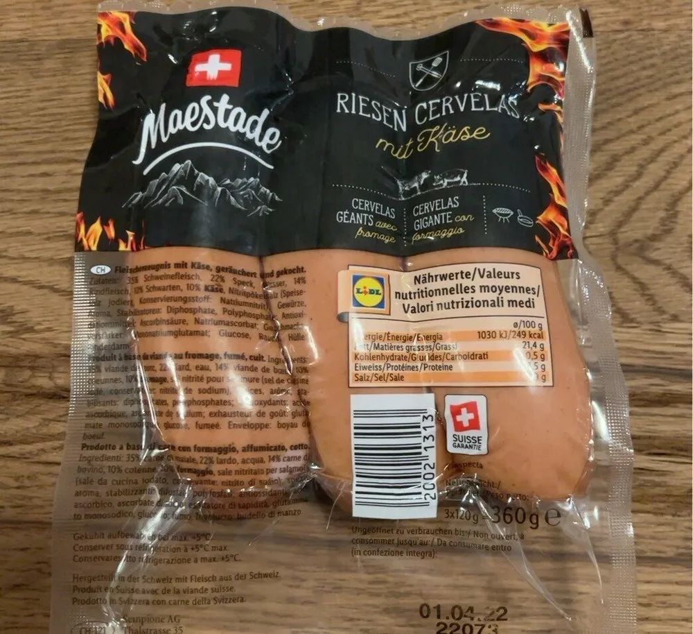 RIESEN CERVELAS mit Käse