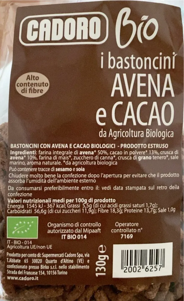 I bastoncini AVENA e CACAO