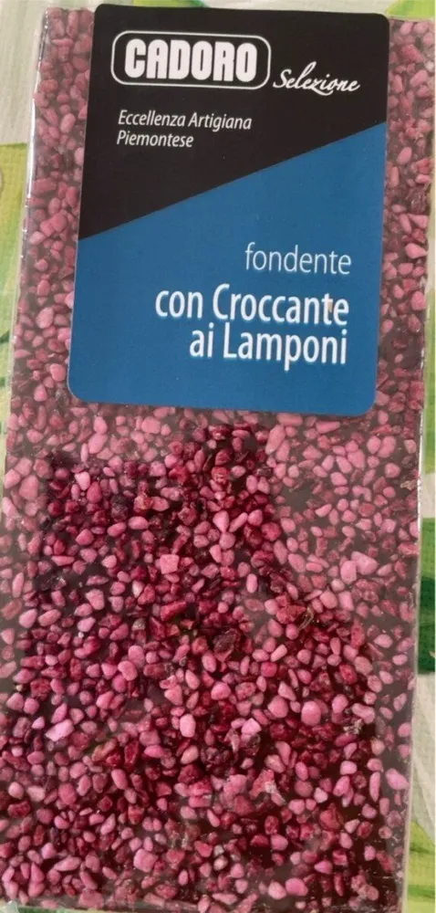 Cioccolato fondente con croccante ai lamponi