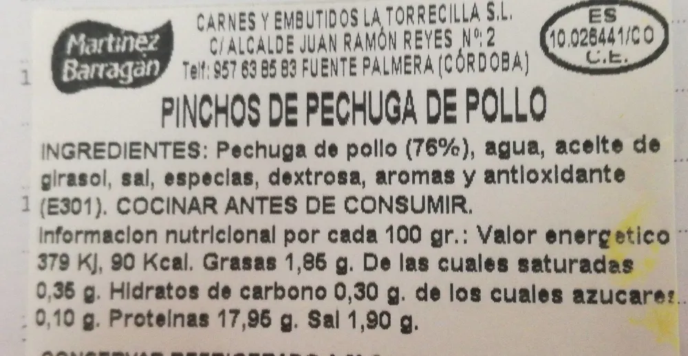 Pinchitos de pechuga de pollo