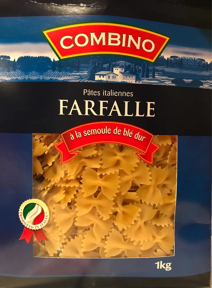 Pâtes italiennes Farfalle à la semoule de blé dur