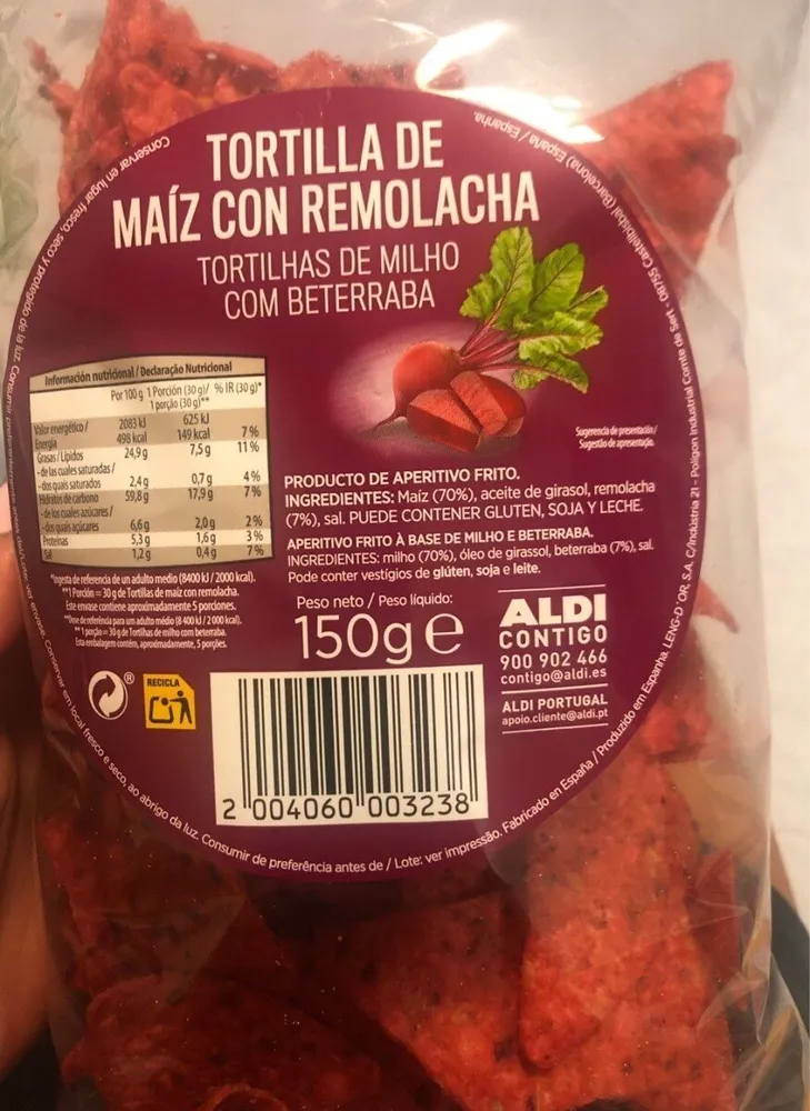 Tortilla de maíz con remolacha