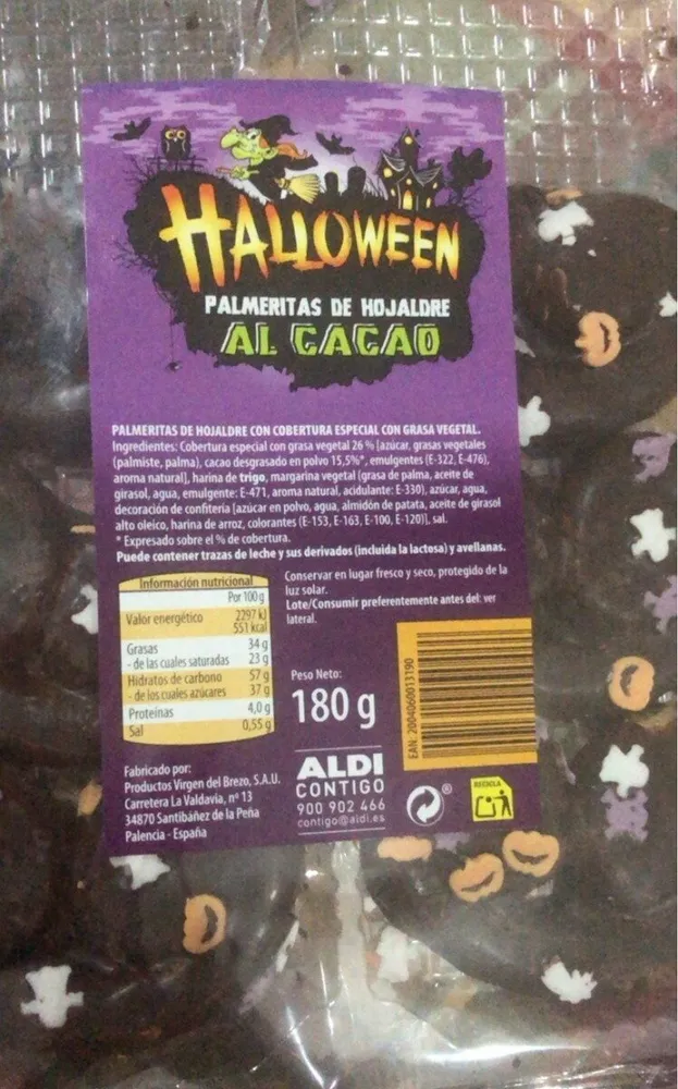 Halloween palmeritas de hojaldre al cacao