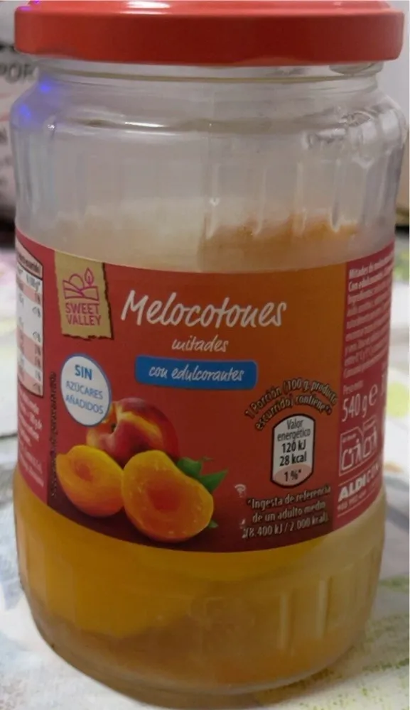 Melocotones mitades con edulcorante