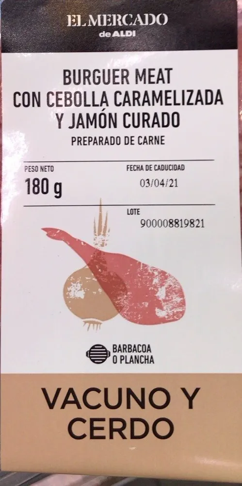 Burguer Meat Cebolla Caramelizada y Jamon Curado