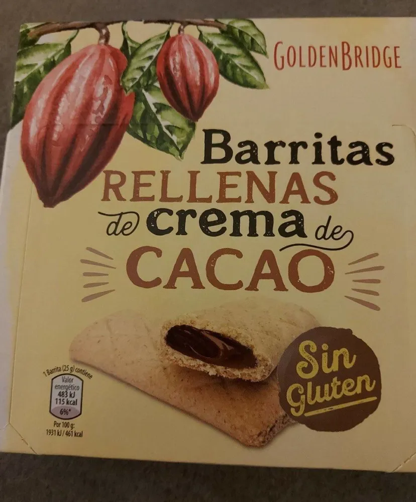 Barritas rellenas de crema de cacao