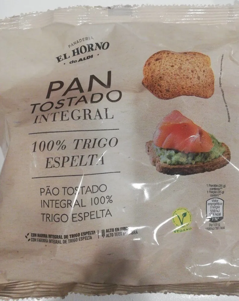 Pan Tostado Integral 100% Trigo Espelta