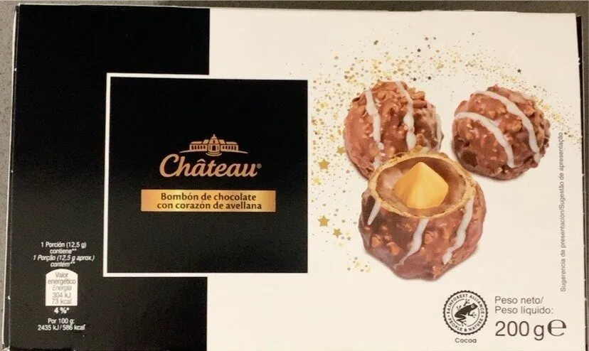 Bombon de chocolate con corazon de avellana
