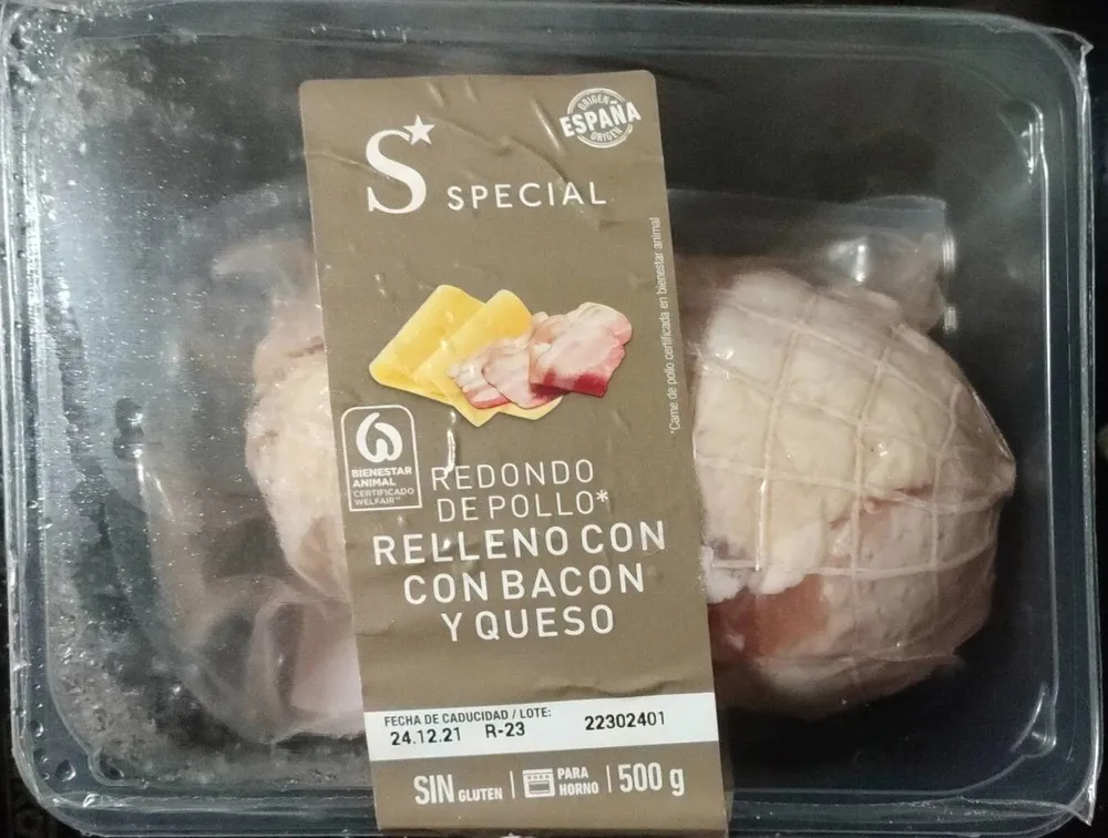 Redondo de pollo relleno de bacon y queso