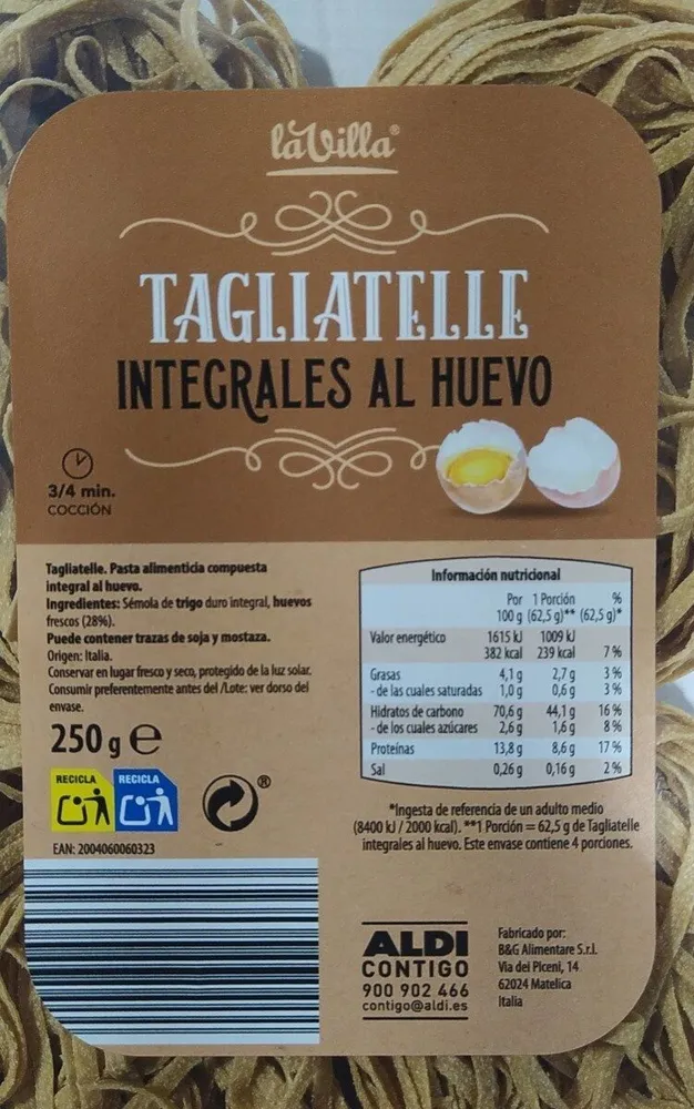 Tagliatelle integrales al huevo