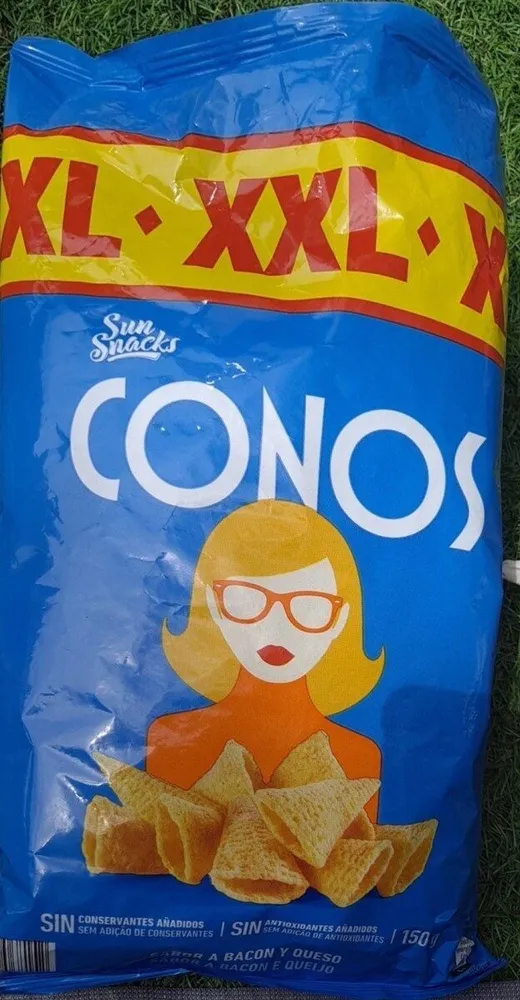 Conos fritos sabor bacon y queso