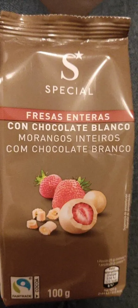 Fresas enteras con chocolate blanco