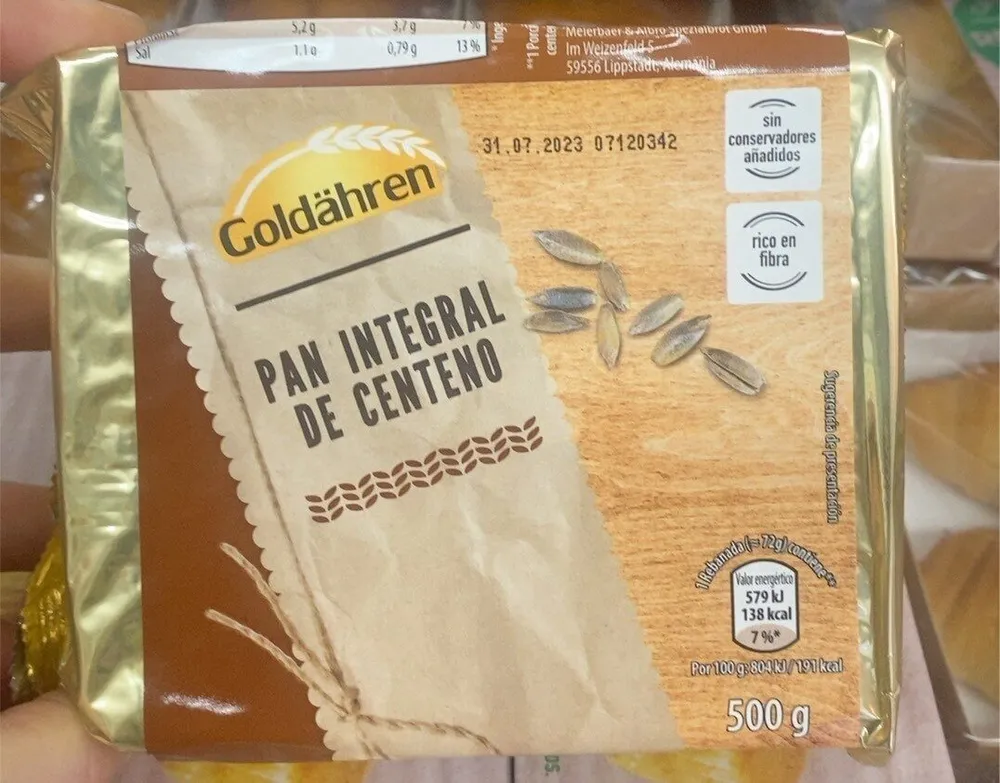 Pan integral de centeno