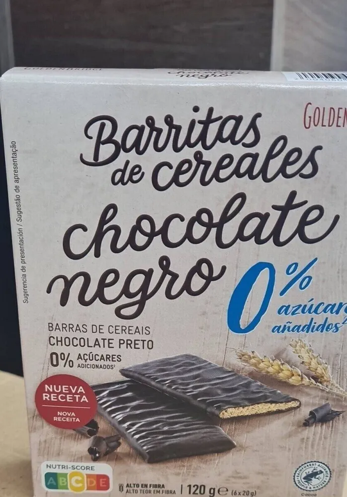 Barritas de cereales chocolate negro 0%