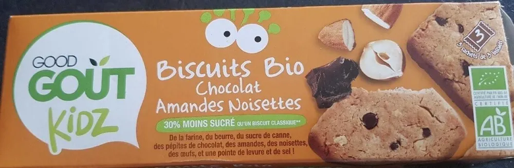 Biscuits bio chocolat amande noisettes