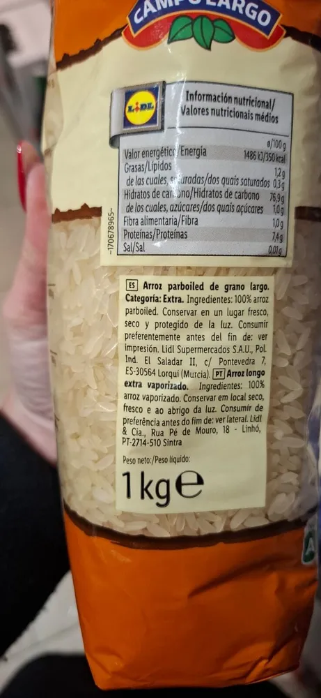 Arroz parboiled de grano largo