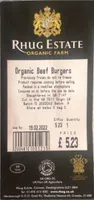 Organic beef burgers