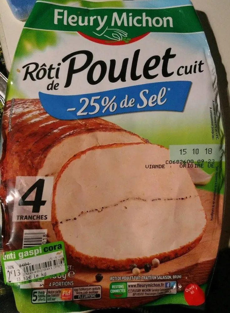 Rôti Poulet cuit -25% de sel