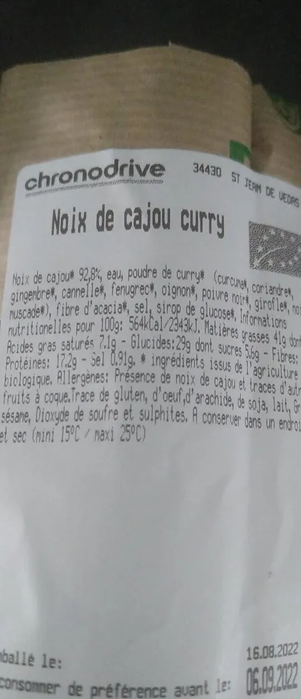 Noix de cajou curry