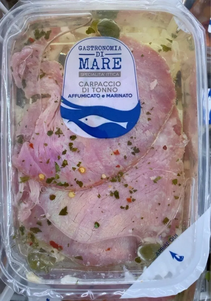 Carpaccio di tonno affumicato e marinato