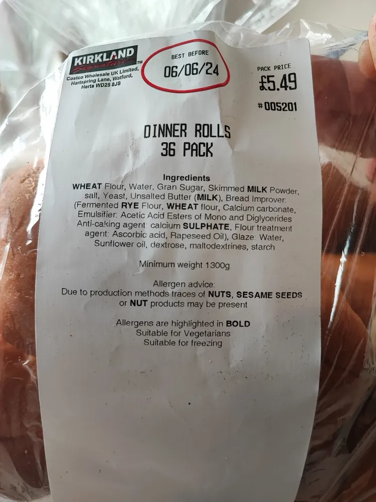 Kirkland dinner rolls 36 pack