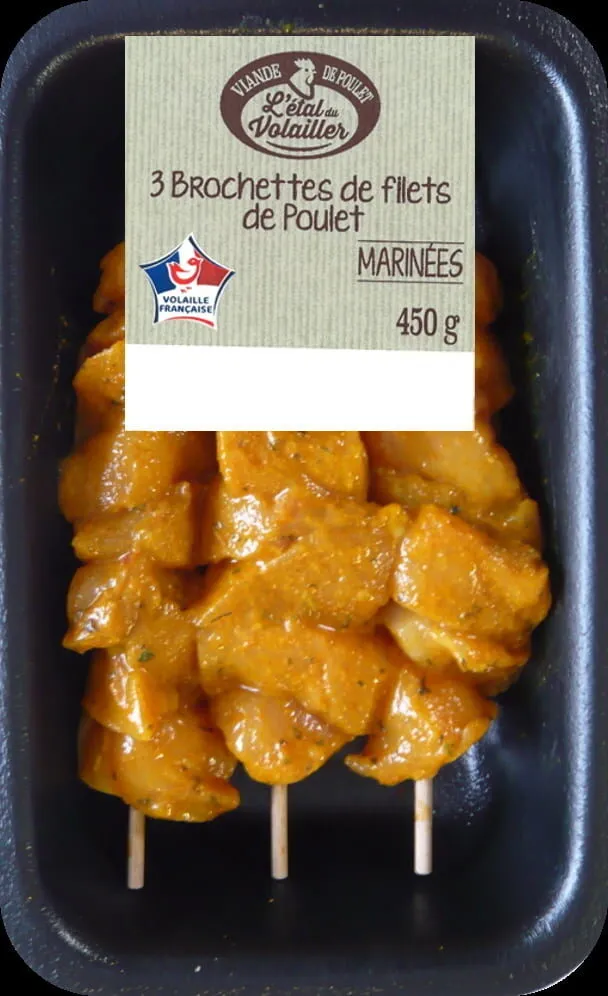 3 Brochettes de Filet de Poulet curry