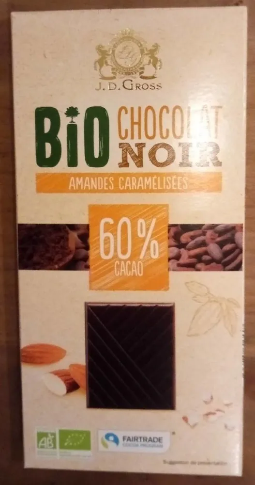 Chocolat noir 60% Amandes caramelisees