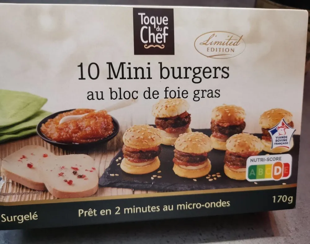 10 mini burgers au bloc de foie gras