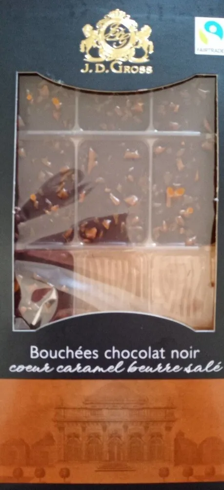 Bouchées chocolat noir cœur caramel beurre salé