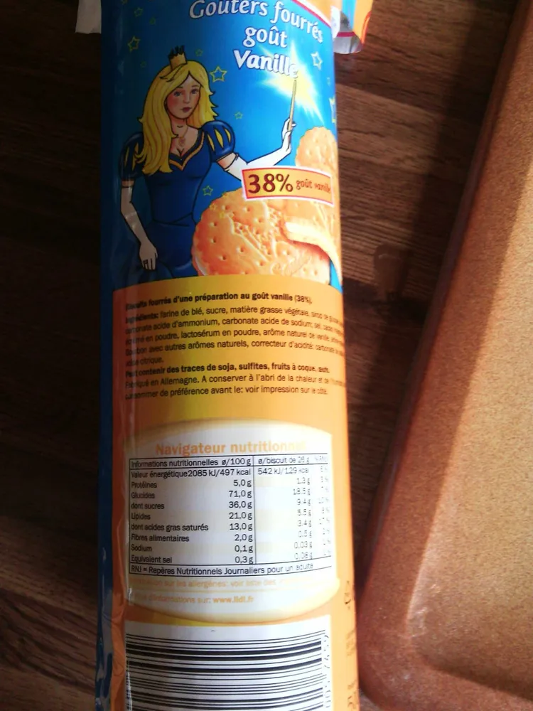 Gouters fourrés goût Vanille