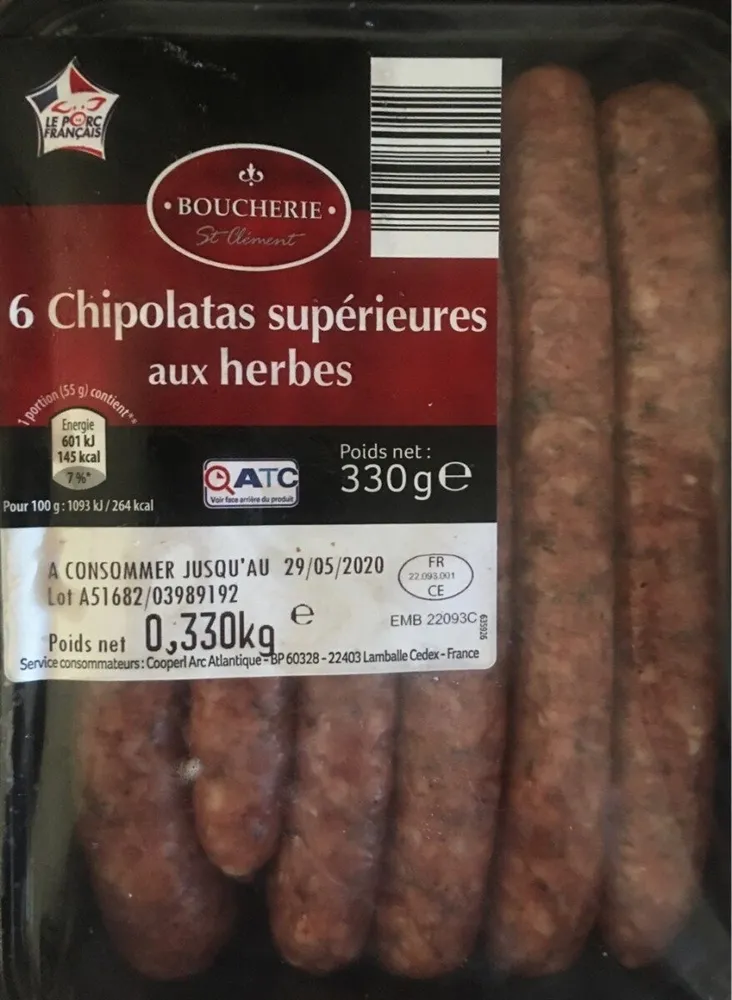 6 chipolatas superieures aux herbes