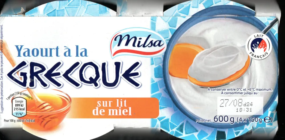Yaourt à la grecque sur lit de miel