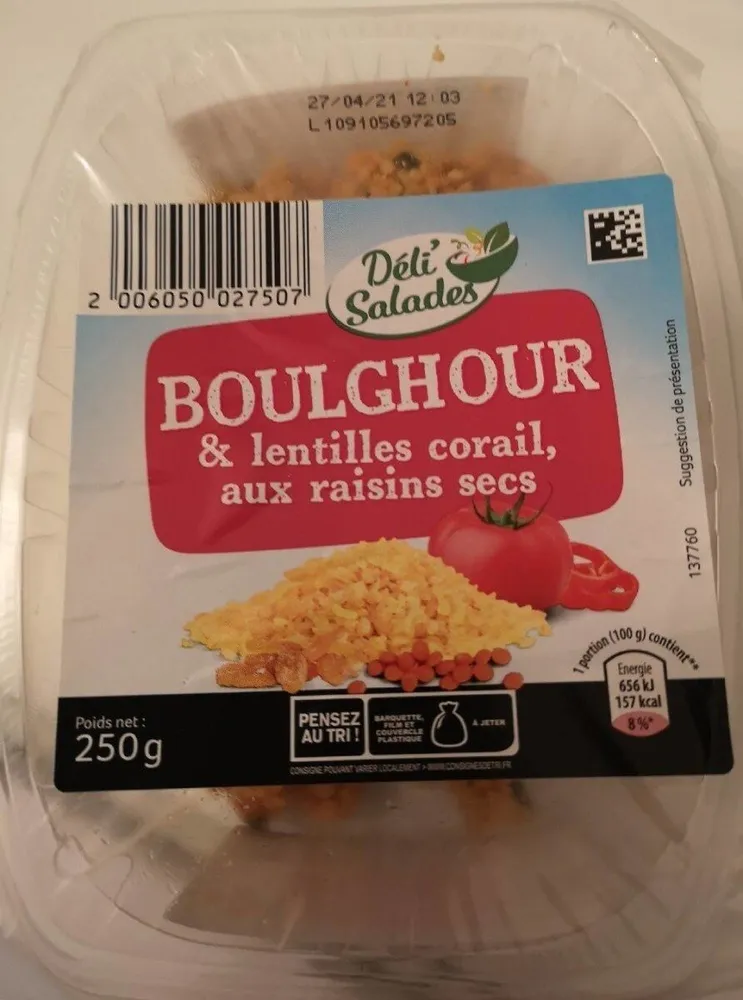 Boulghour et lentilles corail aux raisins sec