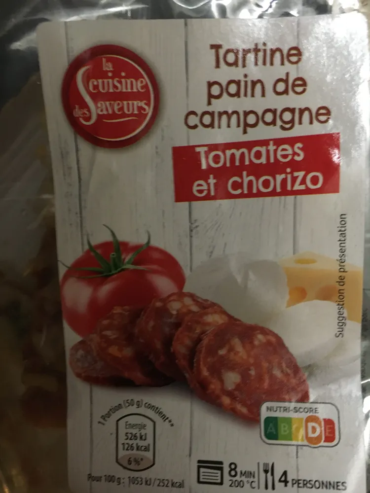 Tartine pain de campagne tomates et chorizo