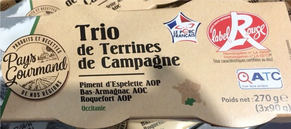 Trio de terrines Label Rouge