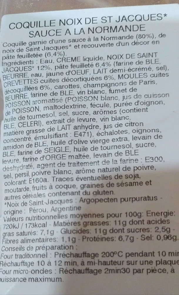 Coquilles aux noix de Saint-Jacques sauce normande