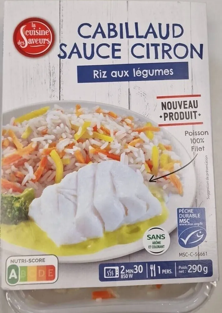 Cabillaud sauce citron et riz aux légumes