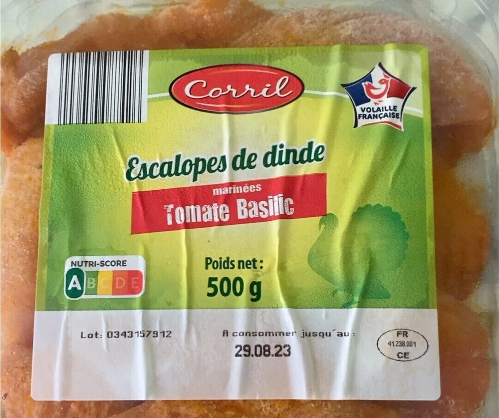 Escalopes de dinde marinées Tomate Basilic