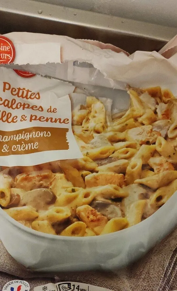 Petites escalopes de volaille et penne