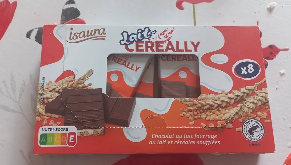 Lait-CEREALLY Chocolat au lait fourrage au lait et céréales soufflées