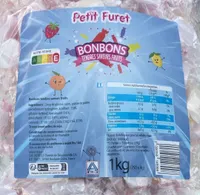 Bonbons tendres saveurs fruits