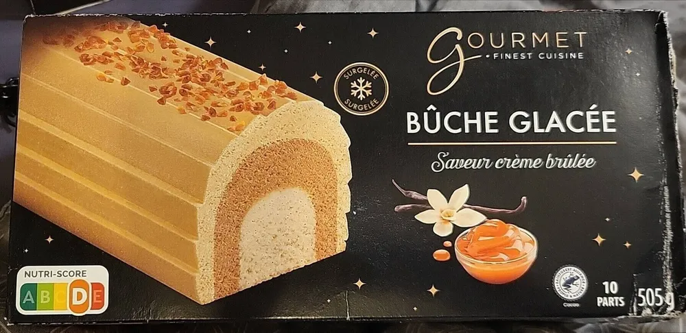 Bûche glacée saveur crème brûlée